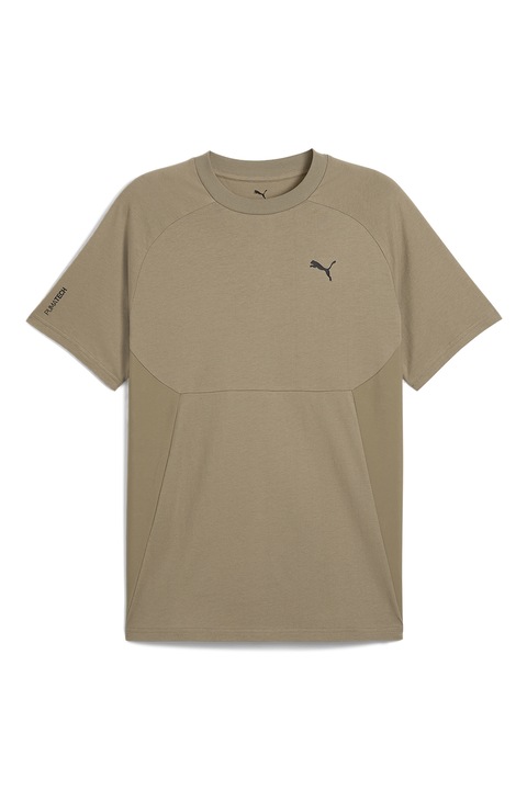 Puma, Tricou lejer din bumbac cu decolteu la baza gatului, Maro deschis