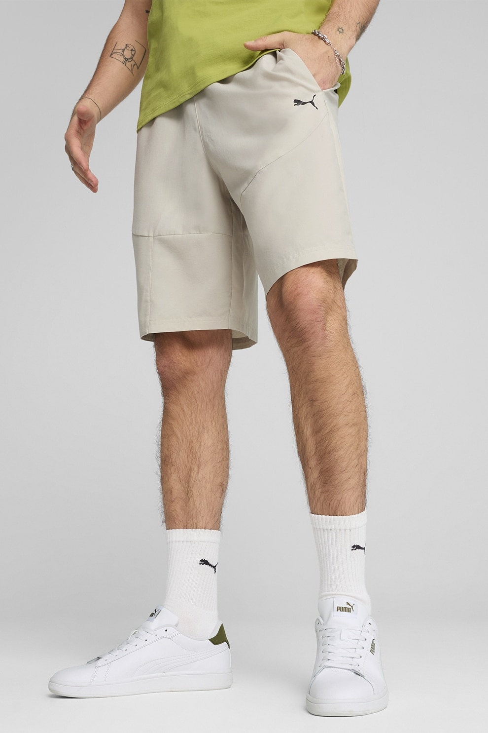 Puma, Pantaloni scurti cu buzunare laterale, Gri deschis, XL