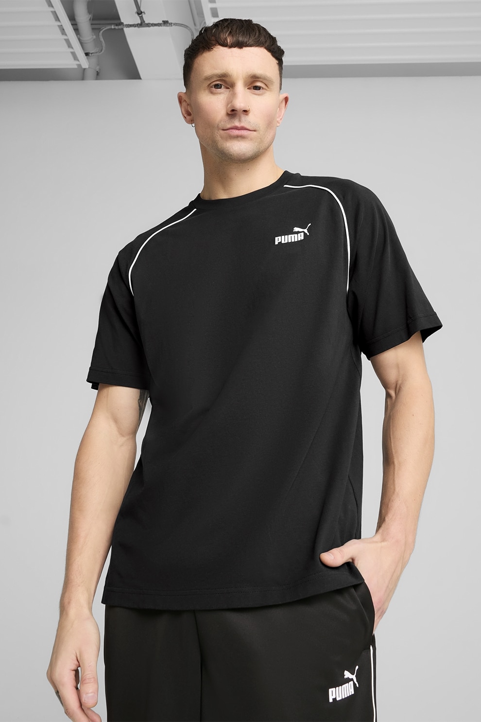 Puma, Tricou cu decolteu la baza gatului si maneci raglan, Negru, M