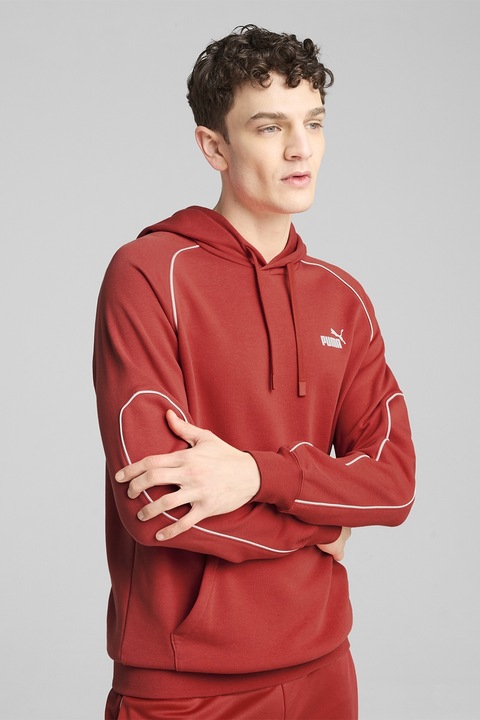 Puma, Hanorac din amestec de bumbac cu buzunar kangaroo, Rosu, 2XL