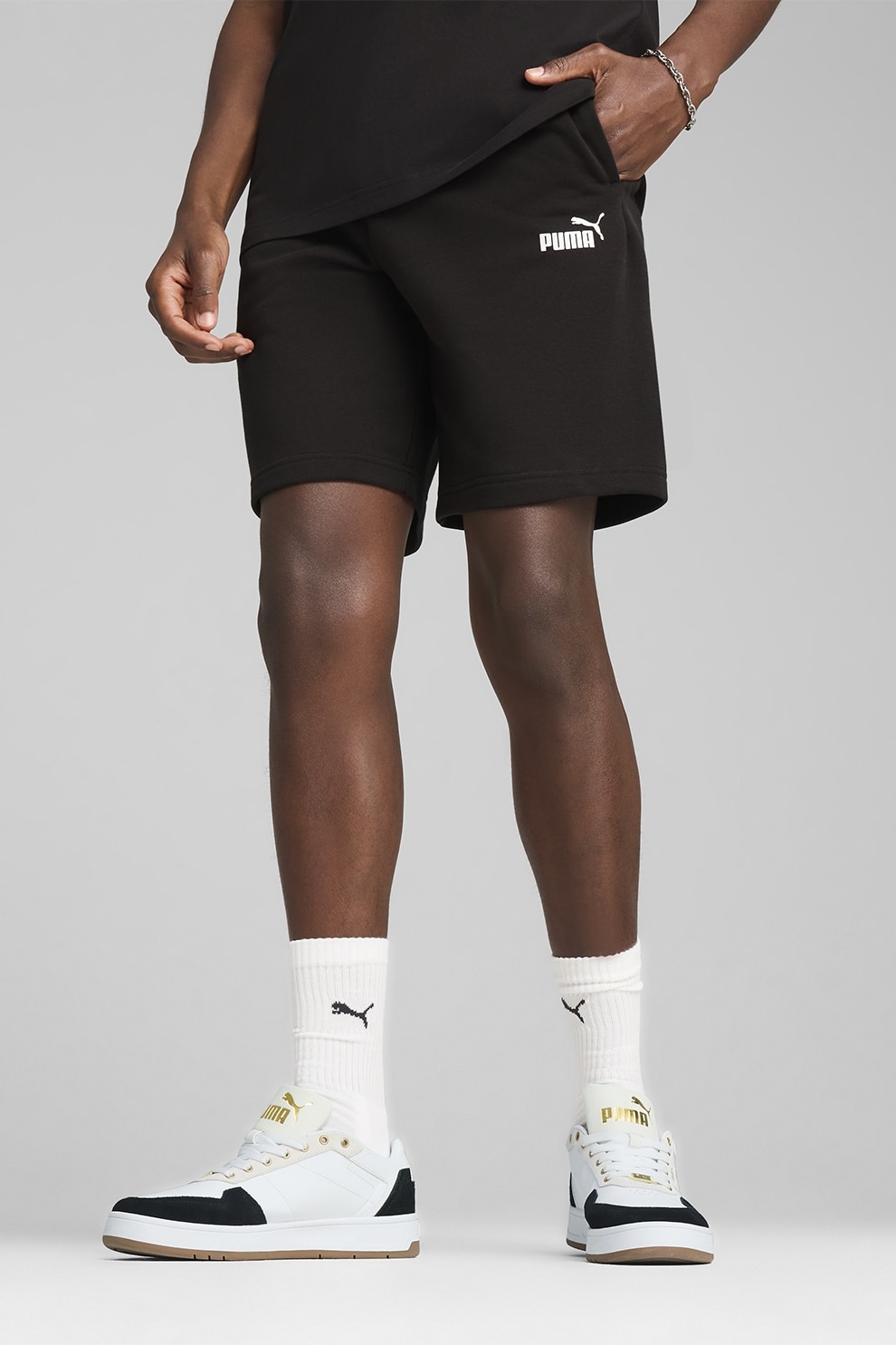 Puma, Pantaloni scurti cu talie elastica, Negru, 2XL