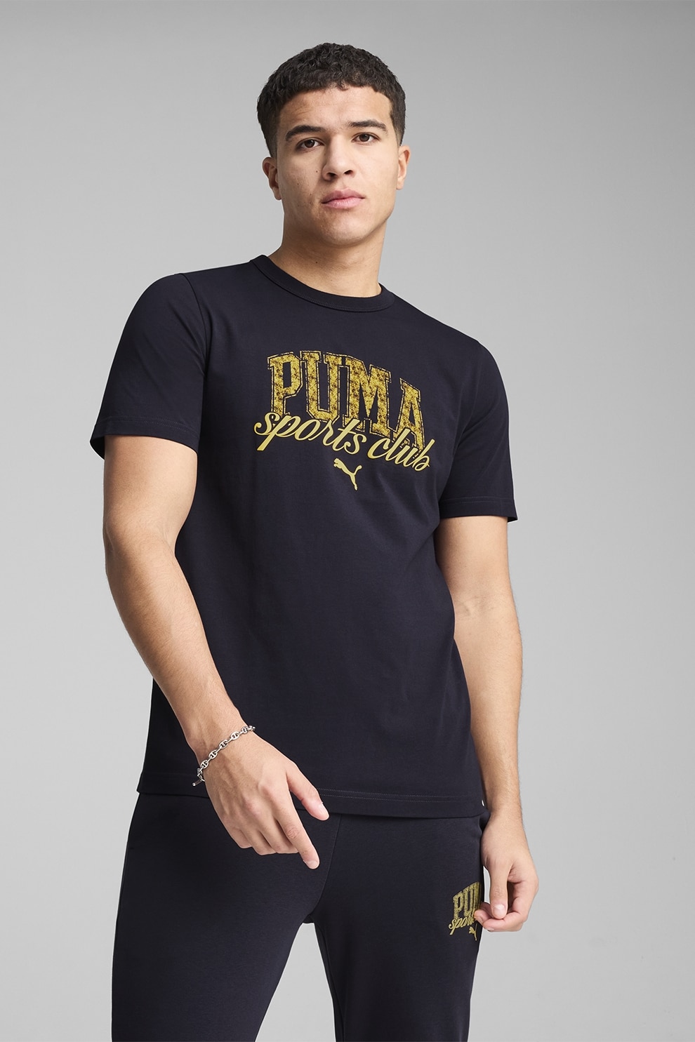 Puma, Tricou cu decolteu la baza gatului si imprimeu logo, Albastru ultramarin, XL