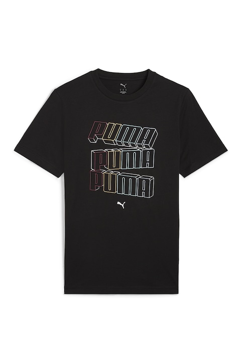 Puma, Tricou din bumbac cu imprimeu logo, Negru