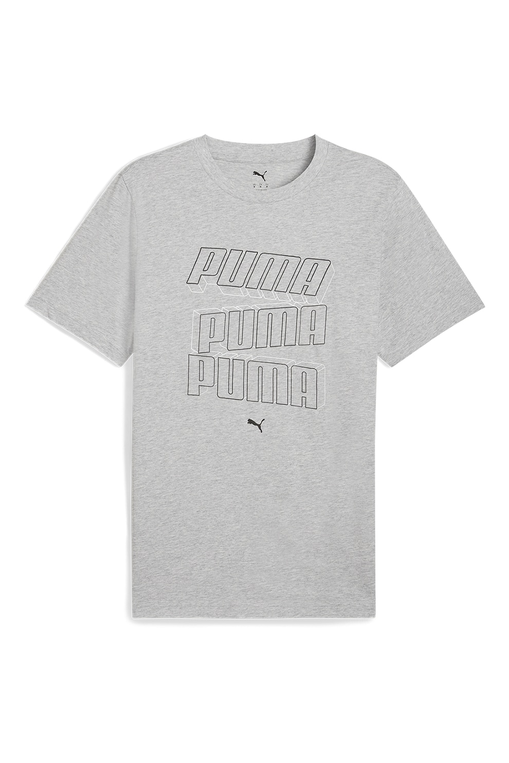 Puma, Tricou din bumbac cu imprimeu logo, Gri deschis, 2XL