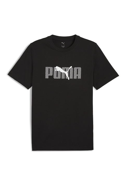 Puma, Tricou cu logo si decolteu la baza gatului, Negru