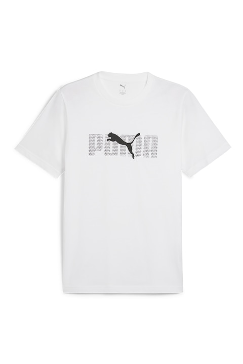 Puma, Tricou cu logo si decolteu la baza gatului, Alb