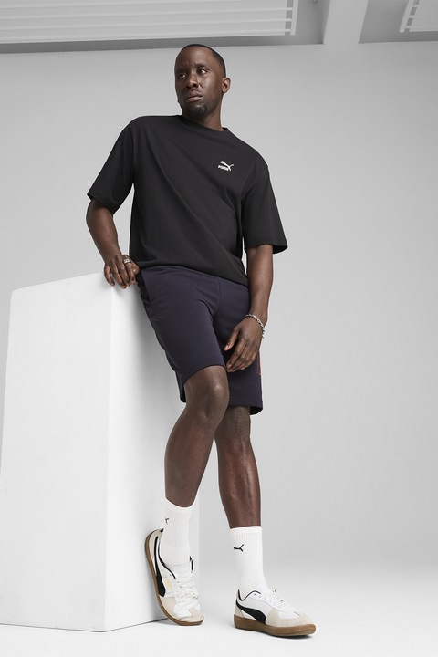 Puma, Pantaloni scurti din amestec de bumbac cu logo, Albastru ultramarin