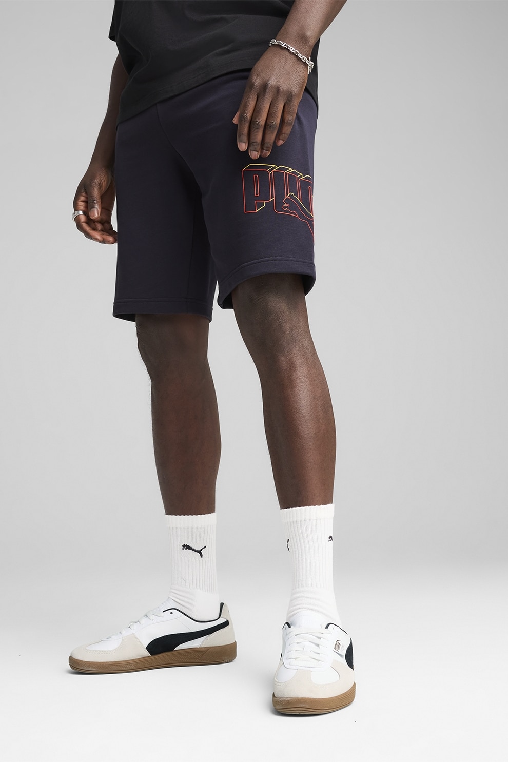 Puma, Pantaloni scurti din amestec de bumbac cu logo, Albastru ultramarin, S