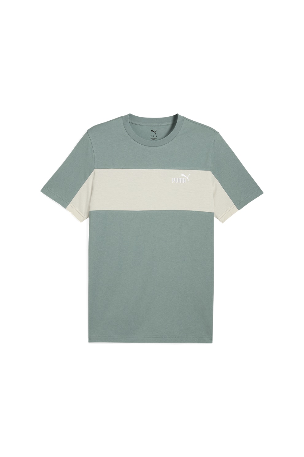 Puma, Tricou cu detaliu logo, Alb fildes, Verde persan, S