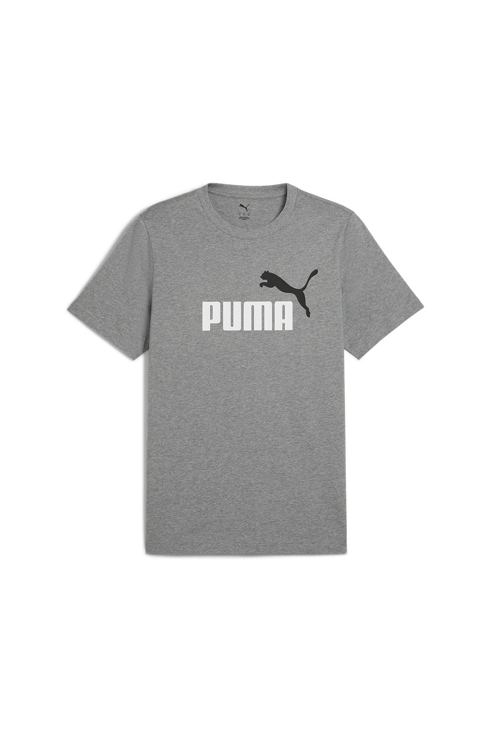 Puma, Tricou cu decolteu la baza gatului si imprimeu logo Essentials 2, Alb, Negru stins, Gri melange, 2XL