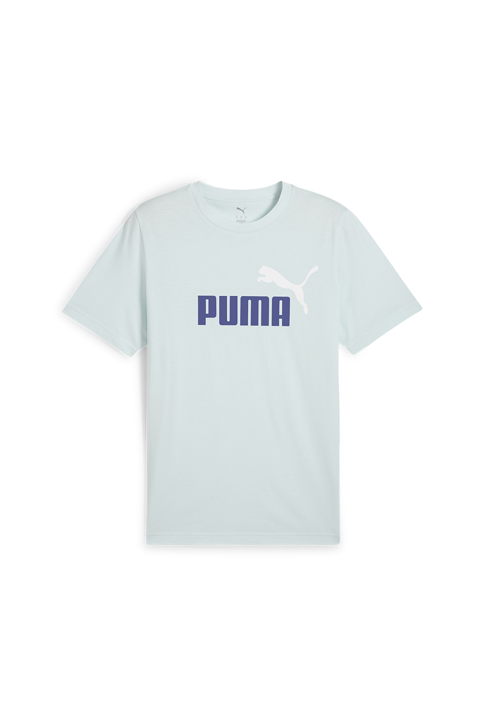 Puma, Tricou cu decolteu la baza gatului si imprimeu logo Essentials 2, Alb, Albastru glaciar, Bleumarin, M