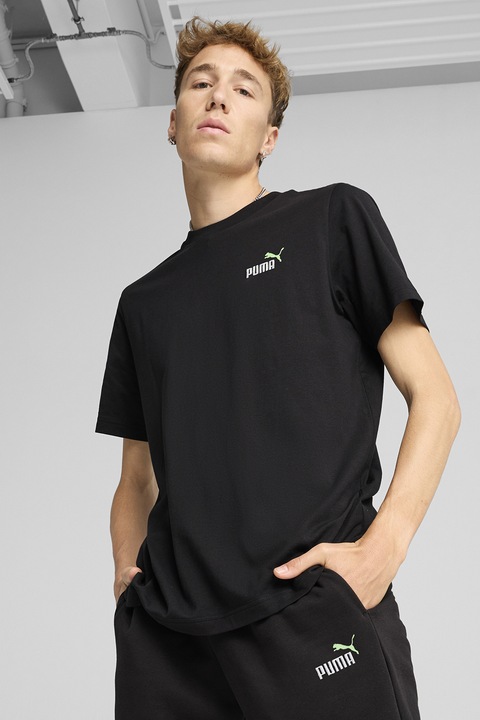 Puma, Tricou de bumbac cu decolteu la baza gatului, Negru stins