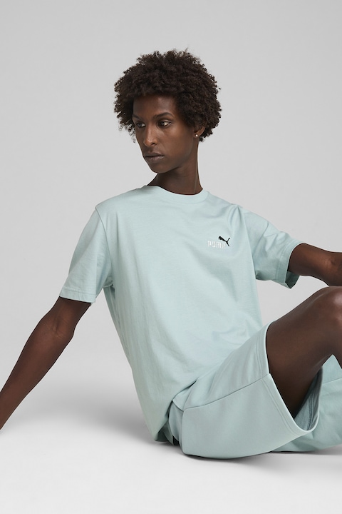 Puma, Tricou de bumbac cu decolteu la baza gatului, Verde persan