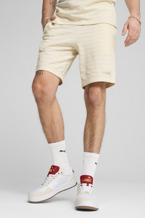 Puma, Pantaloni scurti din amestec de bumbac cu logo brodat, Bej deschis