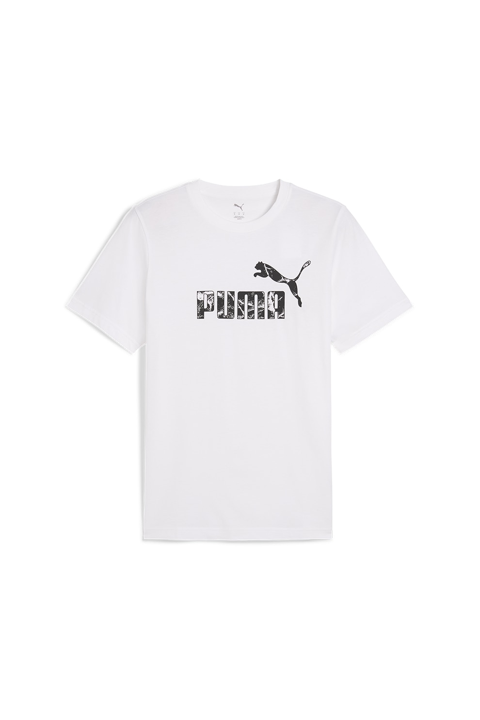 Puma, Tricou cu imprimeu logo, Alb, Negru stins, L