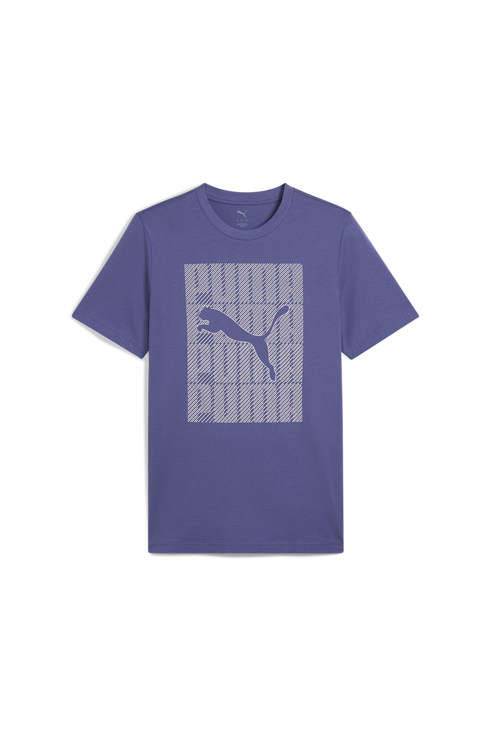 Puma, Tricou din amestec de bumbac cu imprimeu logo, Indigo, Alb murdar, L