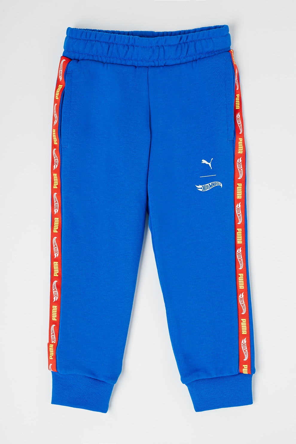 Puma, Pantaloni de trening din amestec de bumbac cu logo, Rosu, Albastru royal, 98 CM