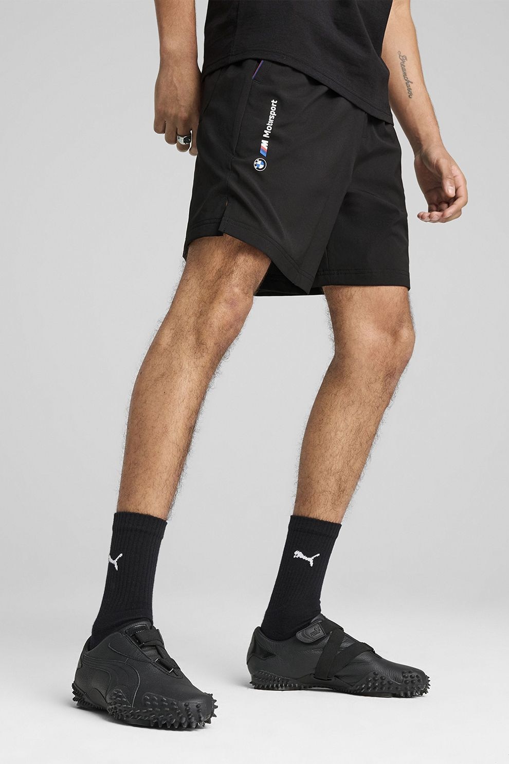 Puma, Pantaloni scurti cu snur in talie, Negru, M