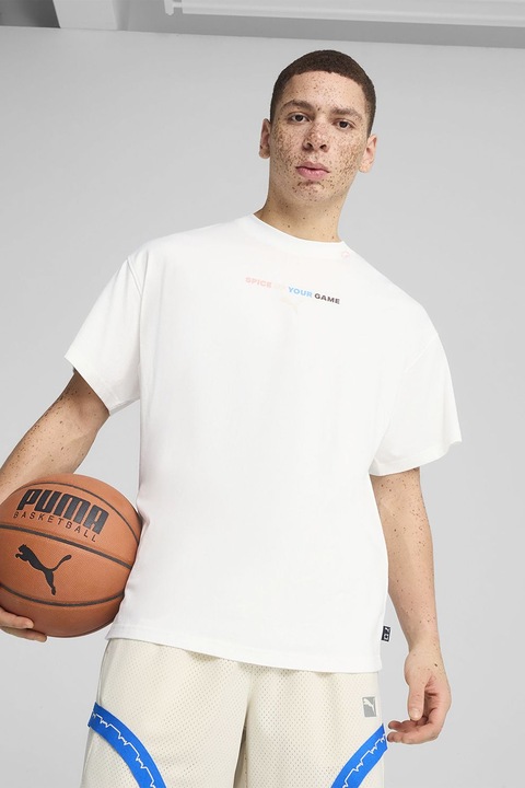 Puma, Bő fazonú mintás póló, Fehér/Világoskék