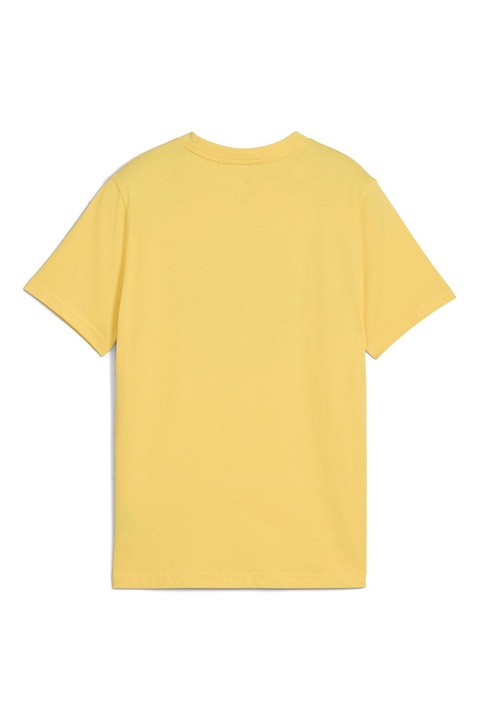 Puma, Tricou din bumbac cu imprimeu logo, pentru baschet, Negru/Galben pai