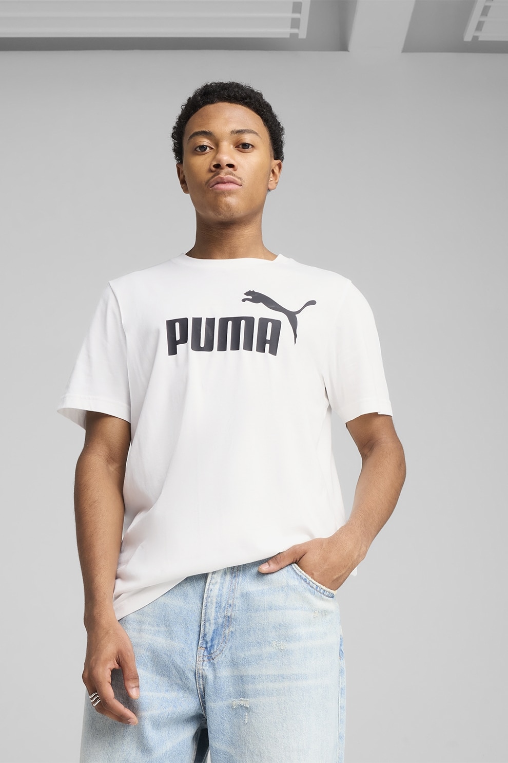 Puma, Tricou cu imprimeu logo, Alb, 2XL
