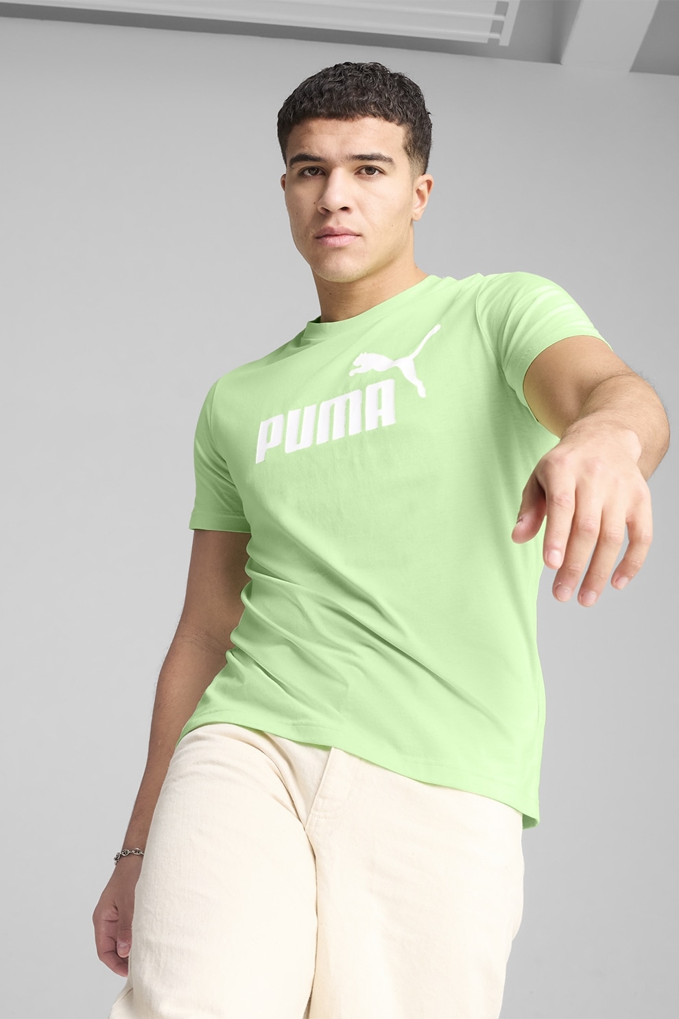 Puma, Tricou cu imprimeu logo ESS No. 1, Verde pal, XL