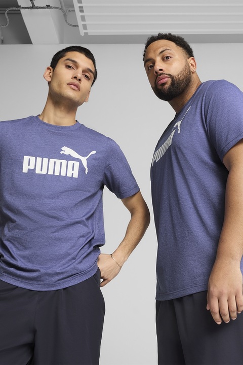 Puma, Tricou cu decolteu la baza gatului si logo, Albastru lavanda