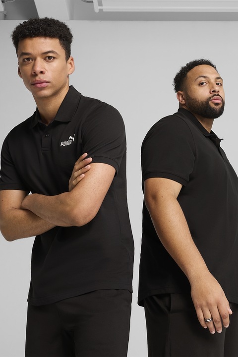 Puma, Tricou polo cu broderie logo, Negru