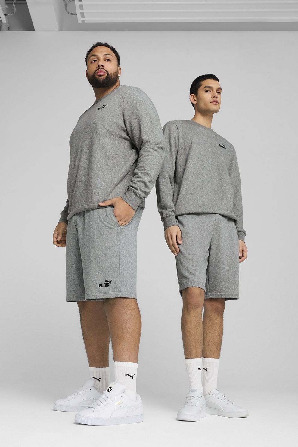 Puma, Pantaloni scurti cu logo si snur interior, Gri, S