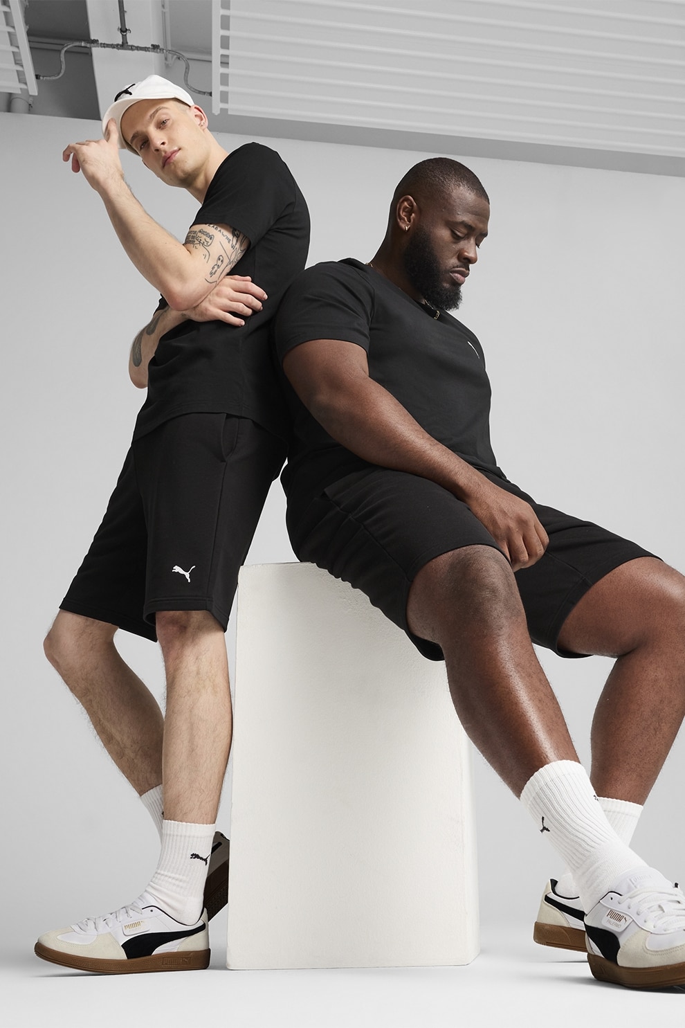 Puma, Pantaloni scurti cu detaliu logo, Negru, L