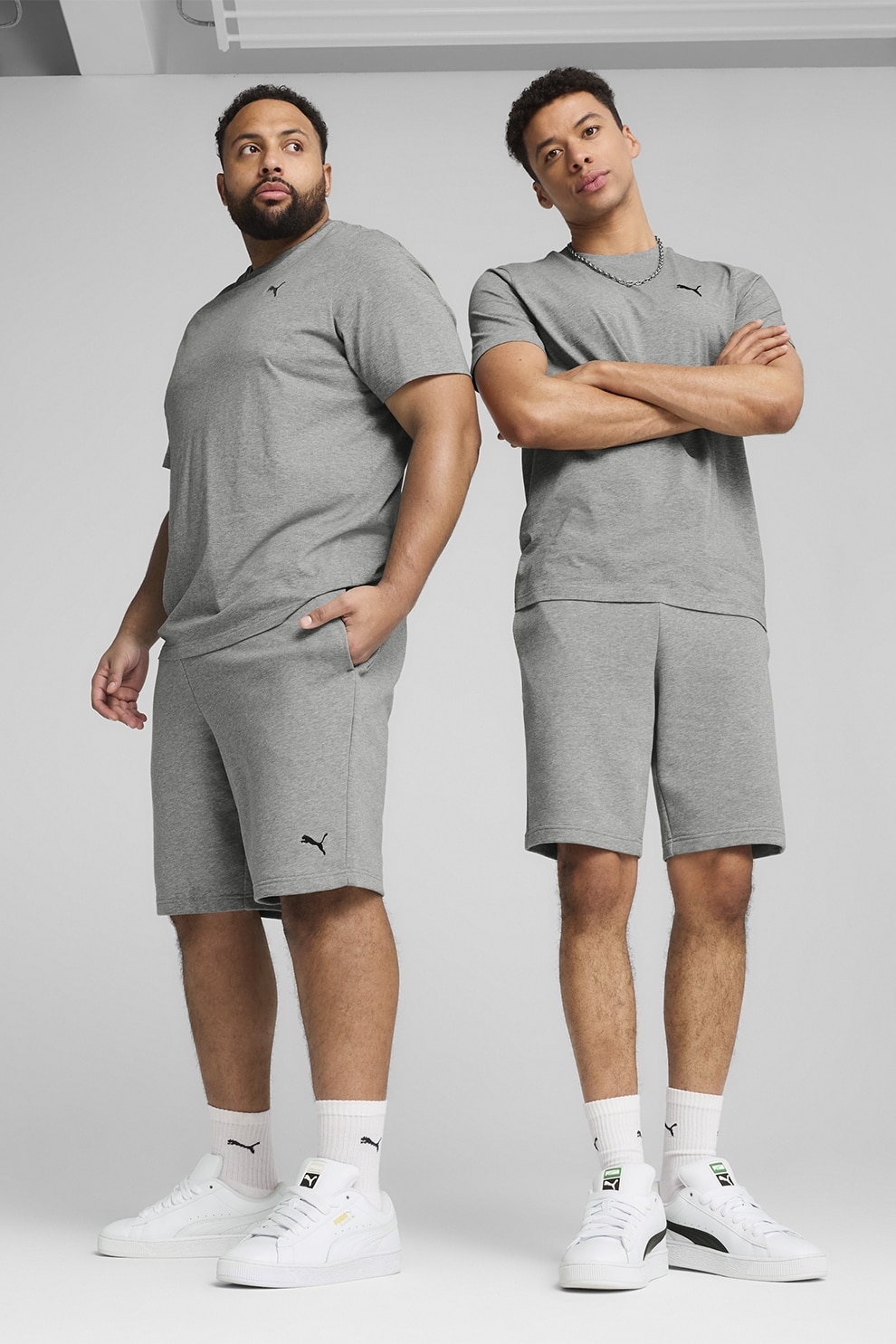Puma, Pantaloni scurti cu detaliu logo, Gri, S