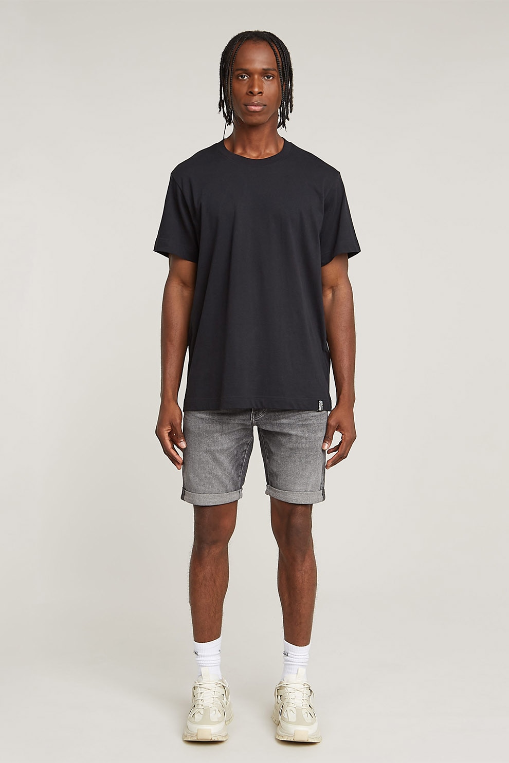 G-STAR, Blugi scurti slim fit 3301, Gri deschis, 33