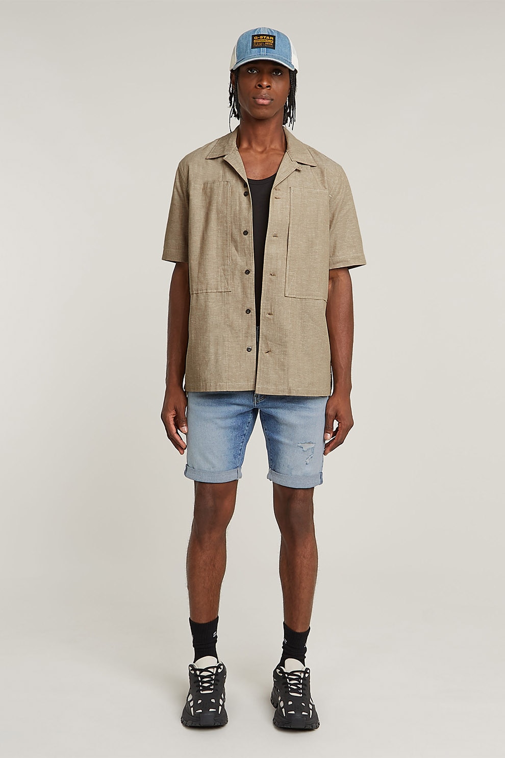 G-STAR, Blugi scurti slim fit din amestec de lyocell 3301, Albastru deschis, 32