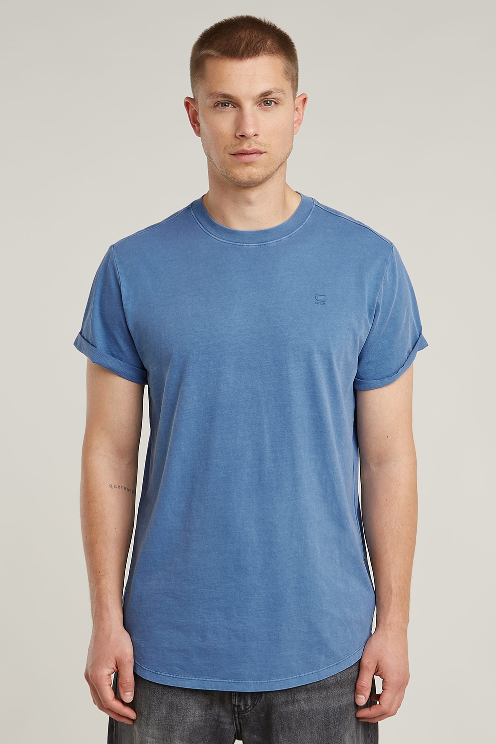 G-STAR, Tricou relaxed fit din bumbac organic Lash, Albastru pastel, L