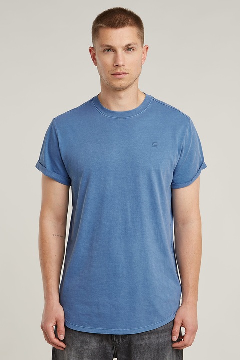 G-STAR, Тениска Lash от органичен памук с овален подгъв, Пастелносин