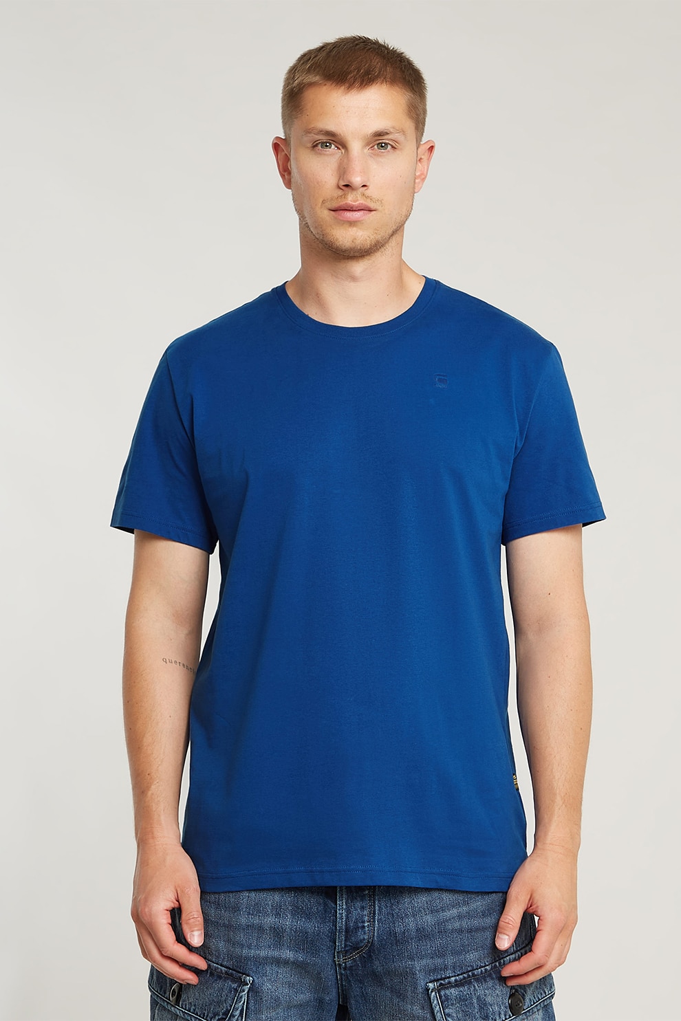 G-STAR, Tricou de bumbac organic Base-S, Albastru royal, M