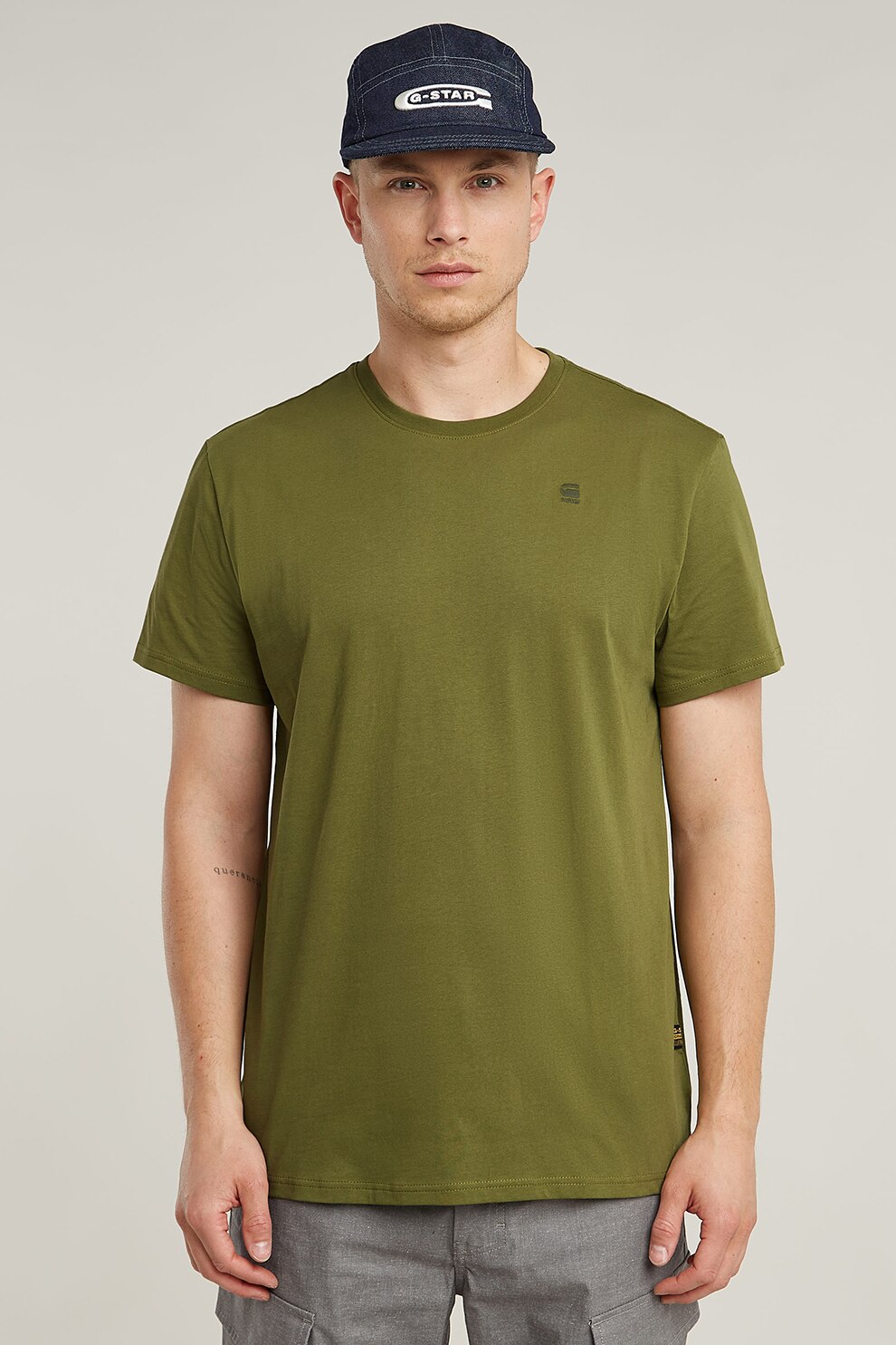 G-STAR, Tricou de bumbac organic Base-S, Verde masliniu, M
