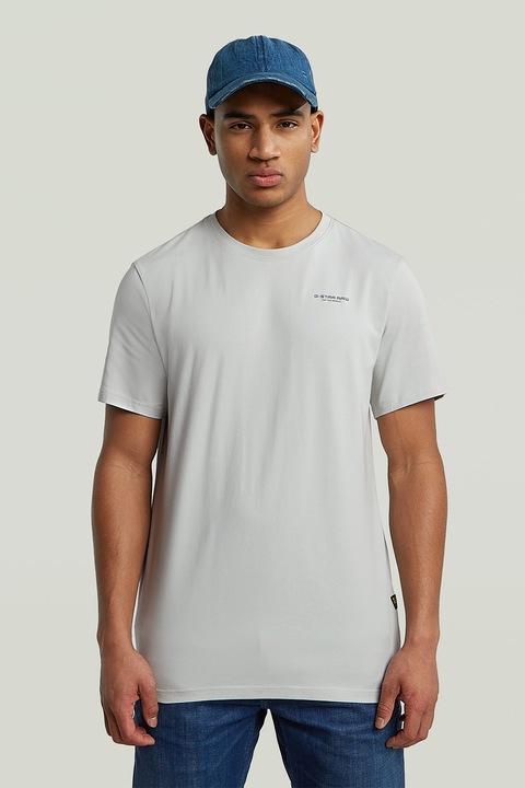 G-STAR, Слим тениска Base с овално деколте, Светло сив