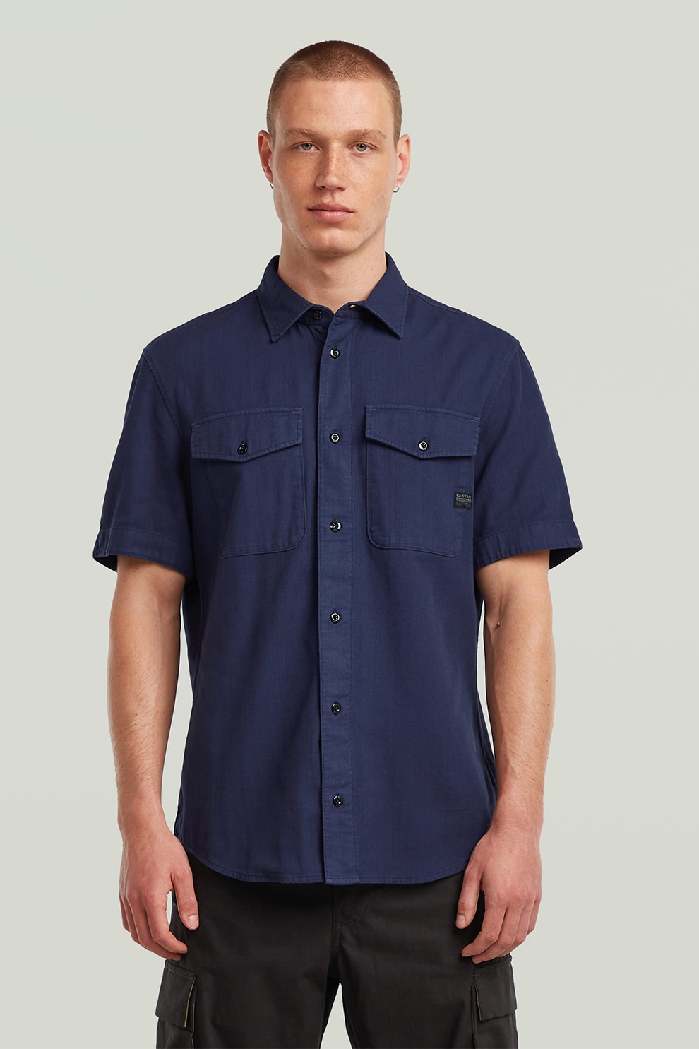 G-STAR, Camasa slim-fit din bumbac Marine, Indigo, L