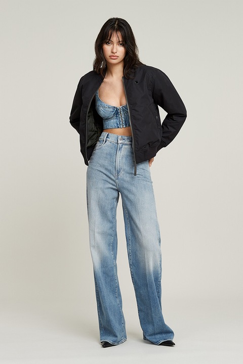 G-STAR, Дънки с висока талия и захабен ефект, Пастелносин, Ледено синьо, W25-L32