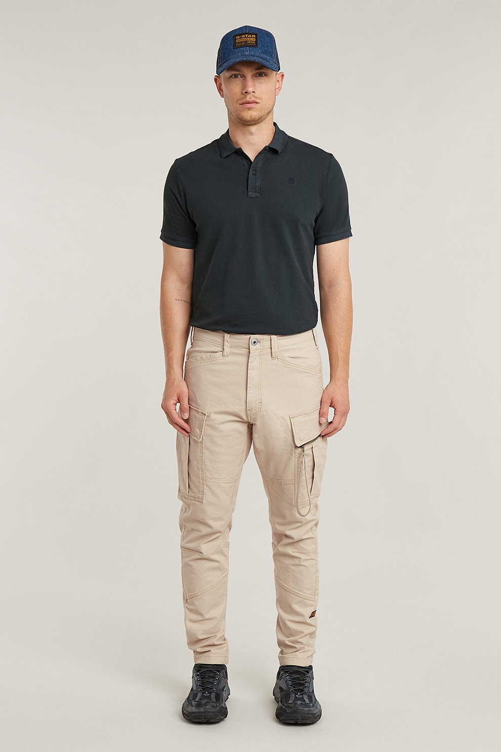 G-STAR, Pantaloni conici cu talie medie, Bej, W34-L32
