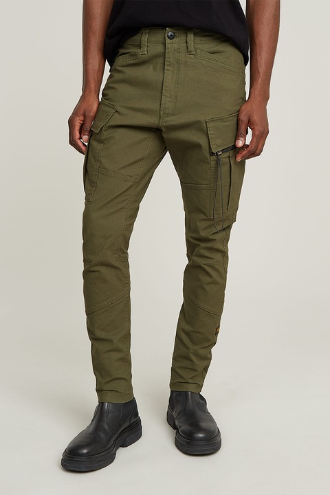 G-STAR, Скосен панталон със средновисока талия, Маслинено зелено