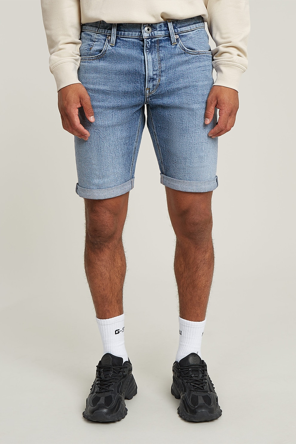 G-STAR, Blugi scurti slim-fit, Albastru, 31