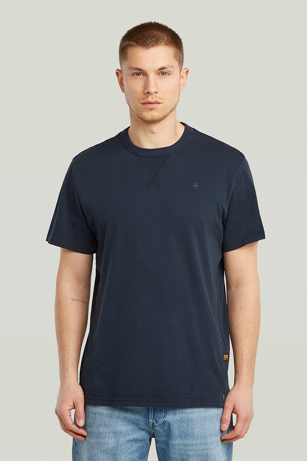 G-STAR, Tricou din bumbac organic Nifous, Albastru ultramarin, S