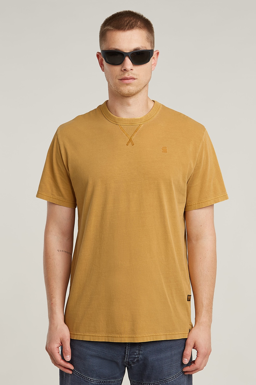 G-STAR, Tricou din bumbac organic Nifous, Galben sofran, M