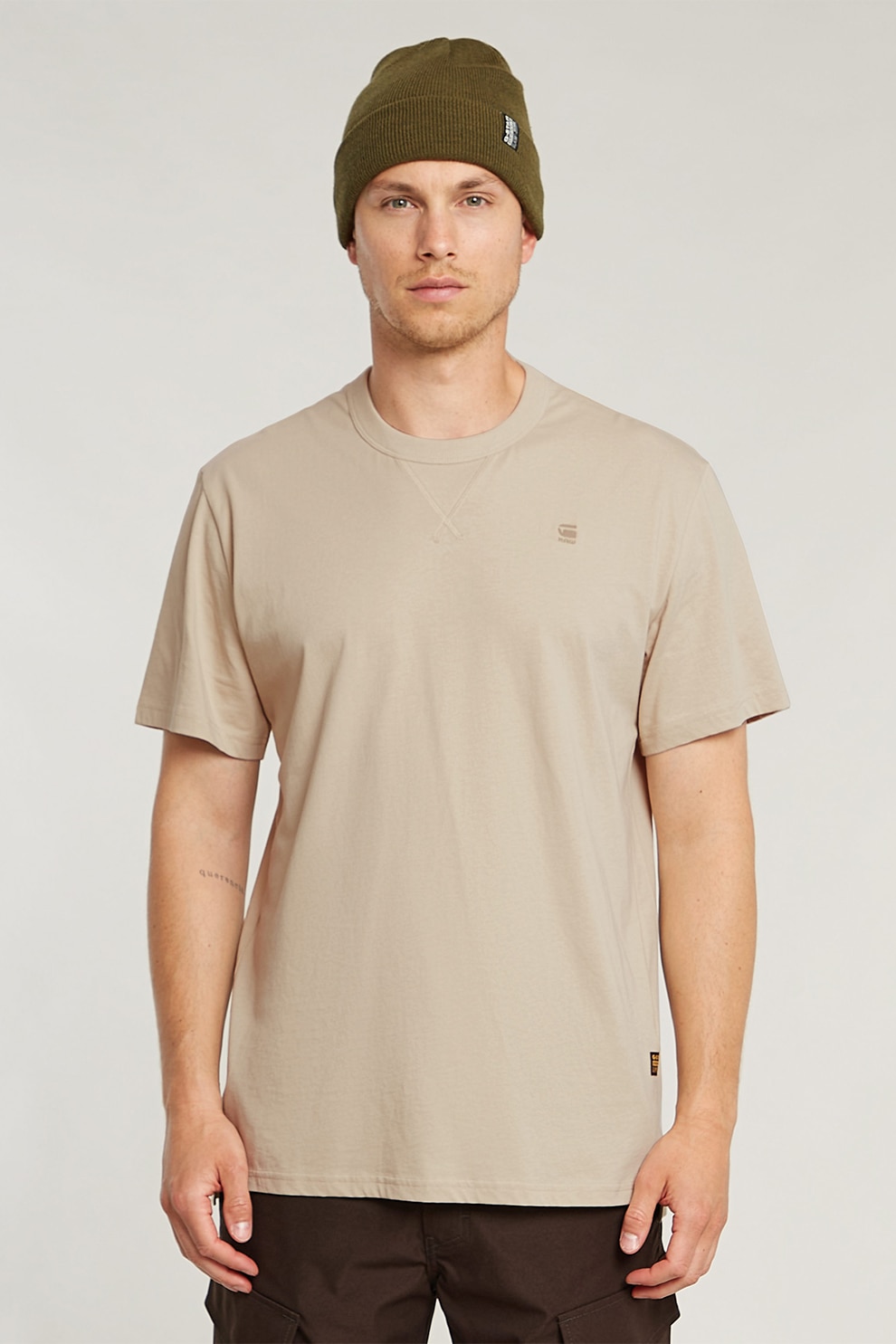 G-STAR, Tricou de bumbac organic Nifous, Bej, XL