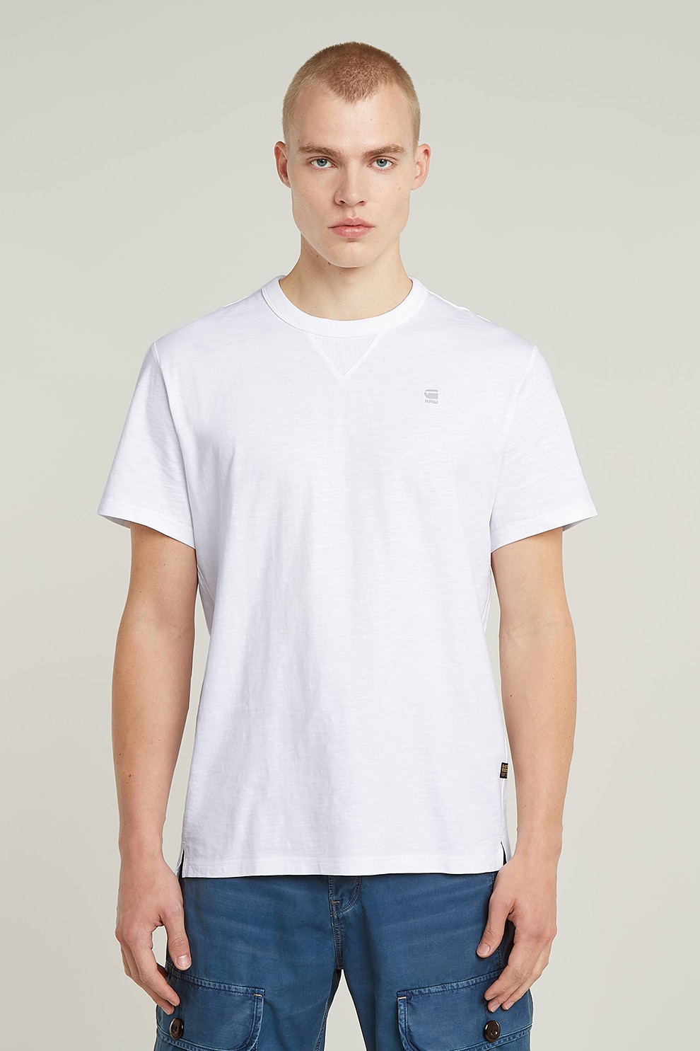 G-STAR, Tricou lejer din bumbac organic, Alb optic, 2XL