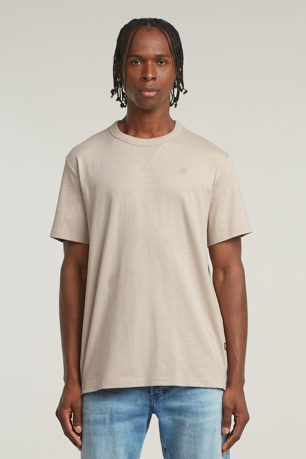 G-STAR, Tricou lejer din bumbac organic, Bej deschis, XL