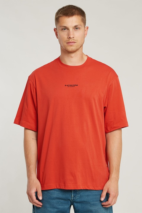 G-STAR, Уголемена тениска от органичен памук, Керемидено червено