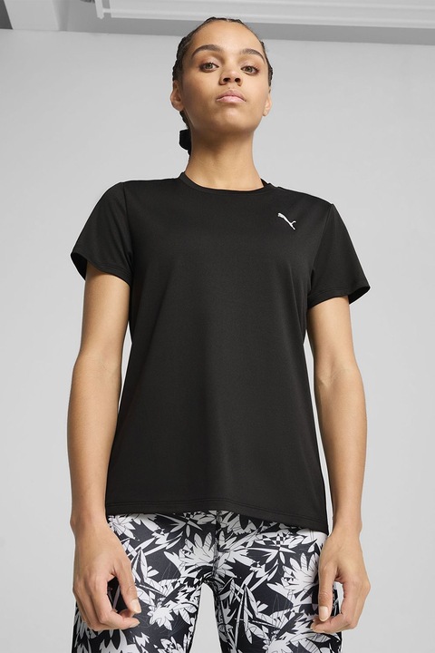 Puma, Tricou cu logo pentru fitness, Negru stins